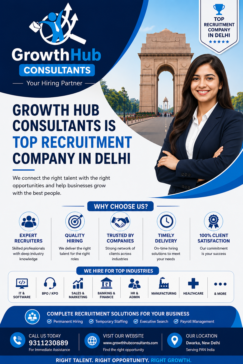 Hiring made simple with Growth Hub Consultants!  Delhi's trusted recruitment partner for companies seeking top talent and professionals chasing their next big opportunity